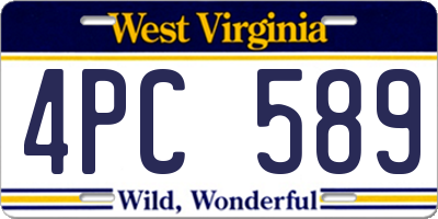 WV license plate 4PC589