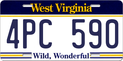 WV license plate 4PC590