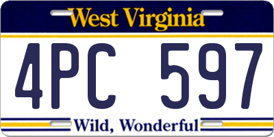 WV license plate 4PC597