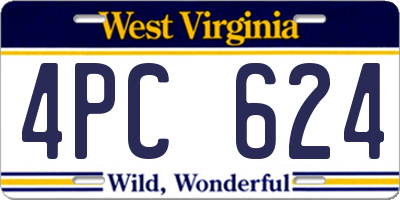 WV license plate 4PC624