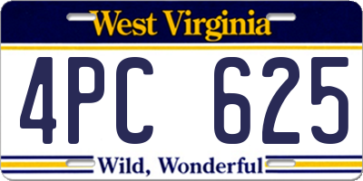 WV license plate 4PC625