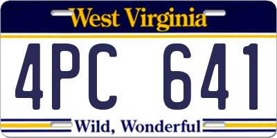 WV license plate 4PC641