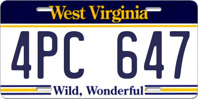 WV license plate 4PC647