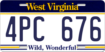 WV license plate 4PC676