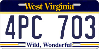 WV license plate 4PC703