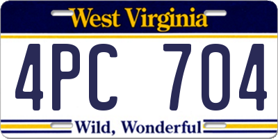 WV license plate 4PC704