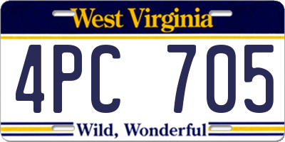 WV license plate 4PC705