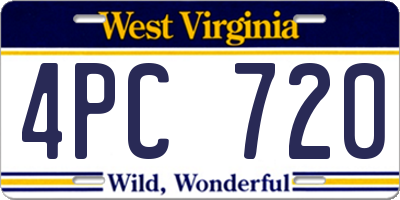 WV license plate 4PC720