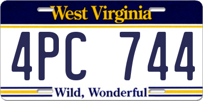WV license plate 4PC744