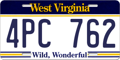 WV license plate 4PC762