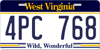 WV license plate 4PC768