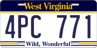 WV license plate 4PC771