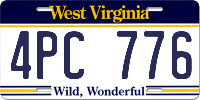 WV license plate 4PC776