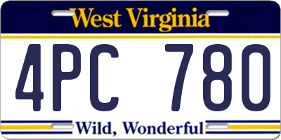 WV license plate 4PC780