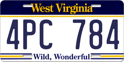WV license plate 4PC784