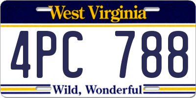 WV license plate 4PC788