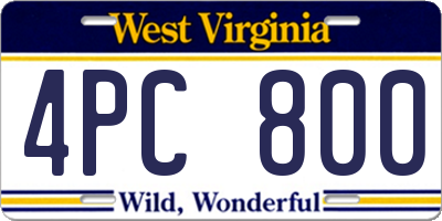 WV license plate 4PC800