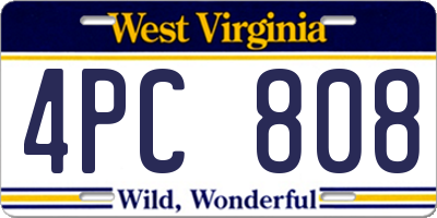 WV license plate 4PC808