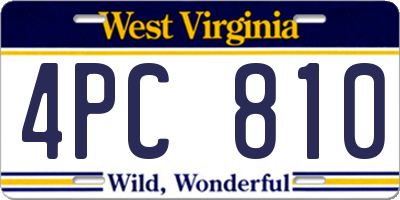 WV license plate 4PC810