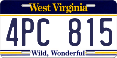 WV license plate 4PC815