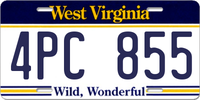 WV license plate 4PC855