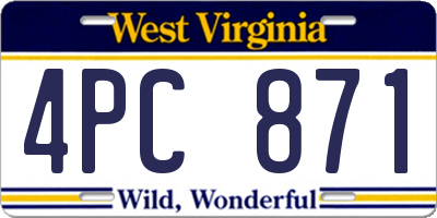 WV license plate 4PC871