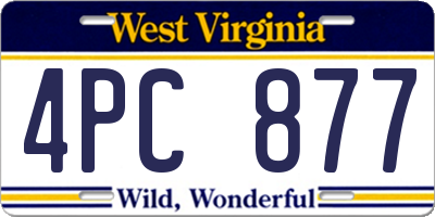 WV license plate 4PC877
