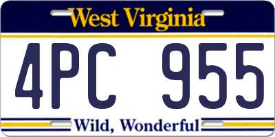 WV license plate 4PC955