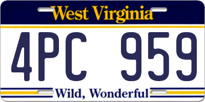 WV license plate 4PC959