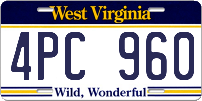 WV license plate 4PC960