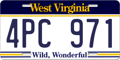 WV license plate 4PC971