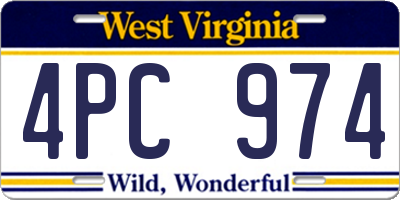 WV license plate 4PC974