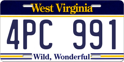 WV license plate 4PC991