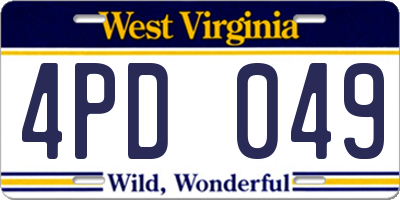 WV license plate 4PD049
