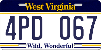 WV license plate 4PD067