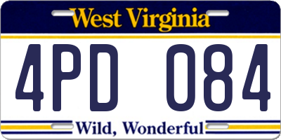 WV license plate 4PD084