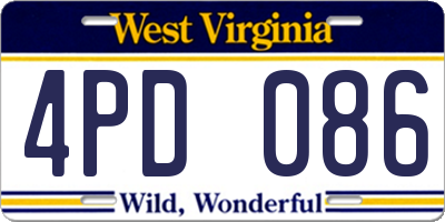 WV license plate 4PD086
