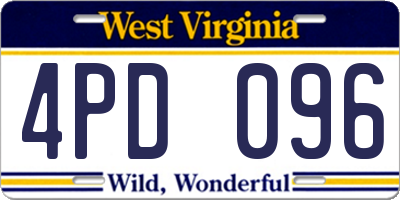 WV license plate 4PD096