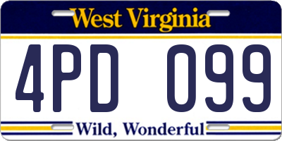 WV license plate 4PD099