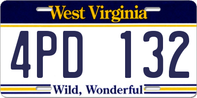 WV license plate 4PD132