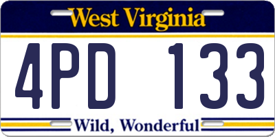 WV license plate 4PD133