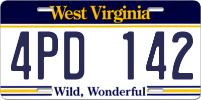 WV license plate 4PD142