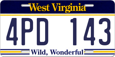 WV license plate 4PD143