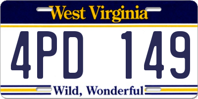 WV license plate 4PD149