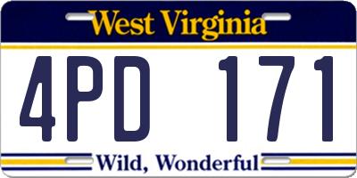 WV license plate 4PD171