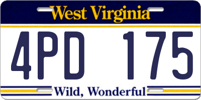 WV license plate 4PD175