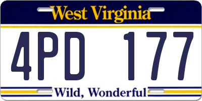 WV license plate 4PD177