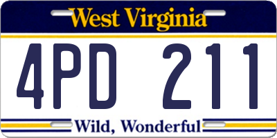 WV license plate 4PD211