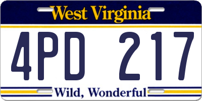 WV license plate 4PD217