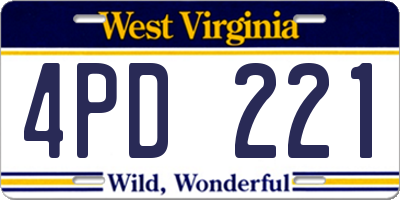 WV license plate 4PD221